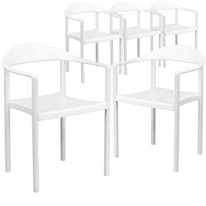 White Plastic Stack Chairs (Set of 5)