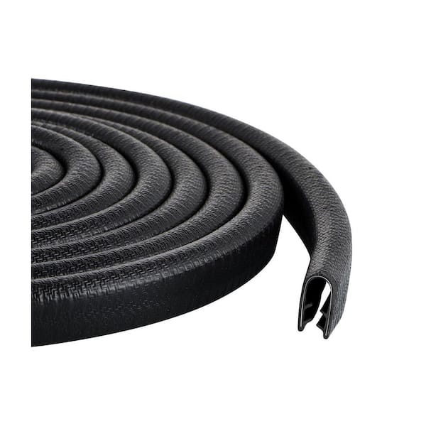 10 ft. L x 0.44 H x 0.44 in. ft. Adhesive Free Rubber U Shape Edge Seal Strip Door Protector Black EPDM Edging (1-Pack)