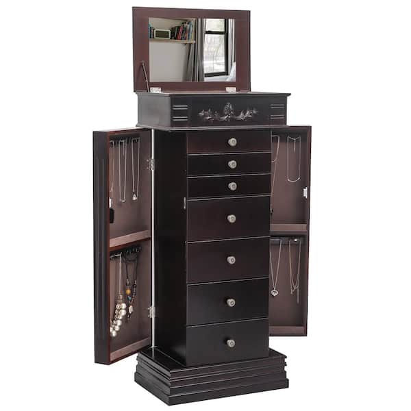 Karl home Brown Wood 18.59 in. W Free Standing Jewelry Armoire