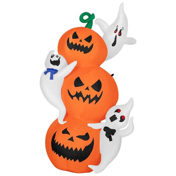 VIVOHOME 6 ft. Height LED Lighted Halloween Inflatable with Pumpkin Lantern and White Ghost