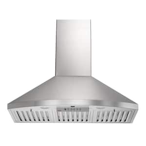 KOBE 36 in. 600 CFM Wall Mount Range Hood in Stainless Steel with Flame and Temp Sensors