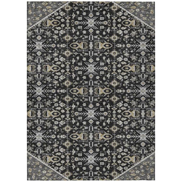Chantille Machine Washable Indoor/Outdoor Abstract ACN3050 Black 3 ft. x 5 ft. Area Rug