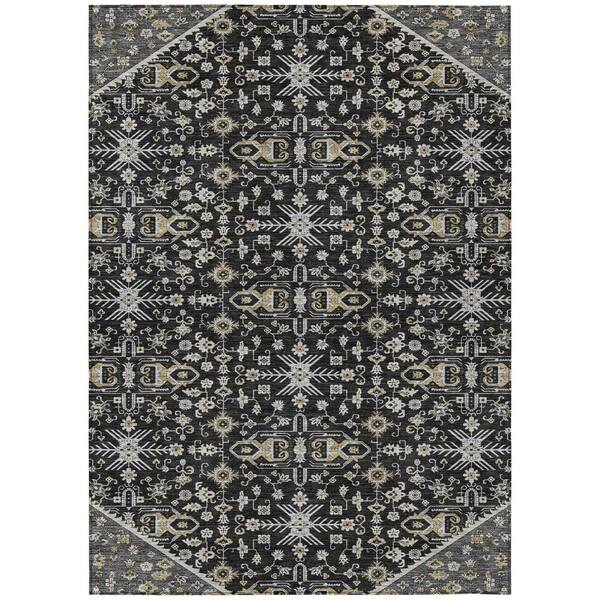 Chantille Machine Washable Indoor/Outdoor Abstract ACN3050 Black 9 ft. x 12 ft. Area Rug