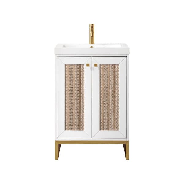 James Martin Vanities Chianti 23.6 in. W x 18.1 in. D x 35.5 in. H Bathroom Vanity in Glossy White with White Glossy Composite Top