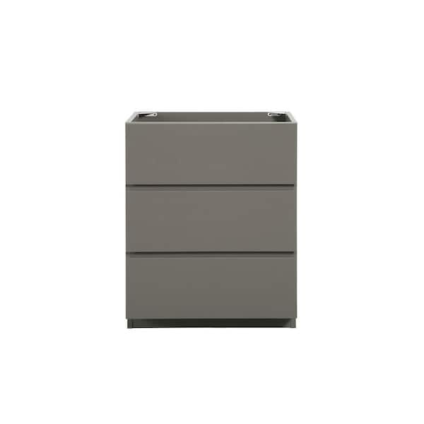 24 in. Freestanding Bath Vanity Cabinet without Top in Gray with 3 Drawers Pre-assembled