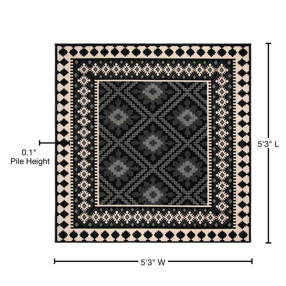 Safavieh 59'' Square Easy-Care Black Synthetic Rug