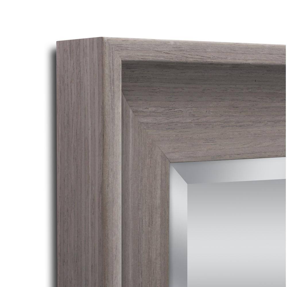 Transitional Gray Wood Beveled Edge Rectangular Wall Mirror