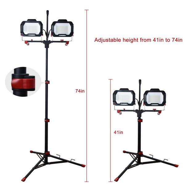 Husky 20,000 Lumen Two-Head Corded LED Work Light with Tripod