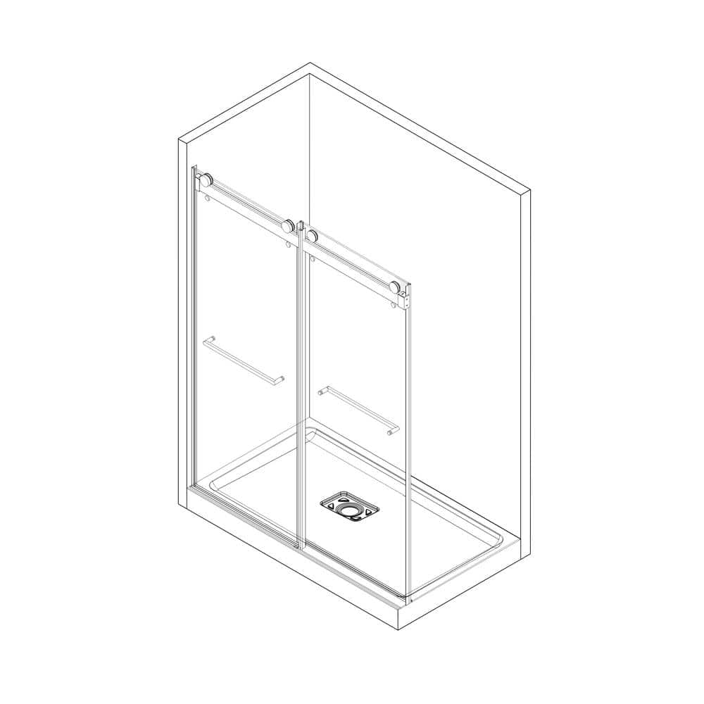 Matte Black Frameless Double Sliding Shower Door with Handles