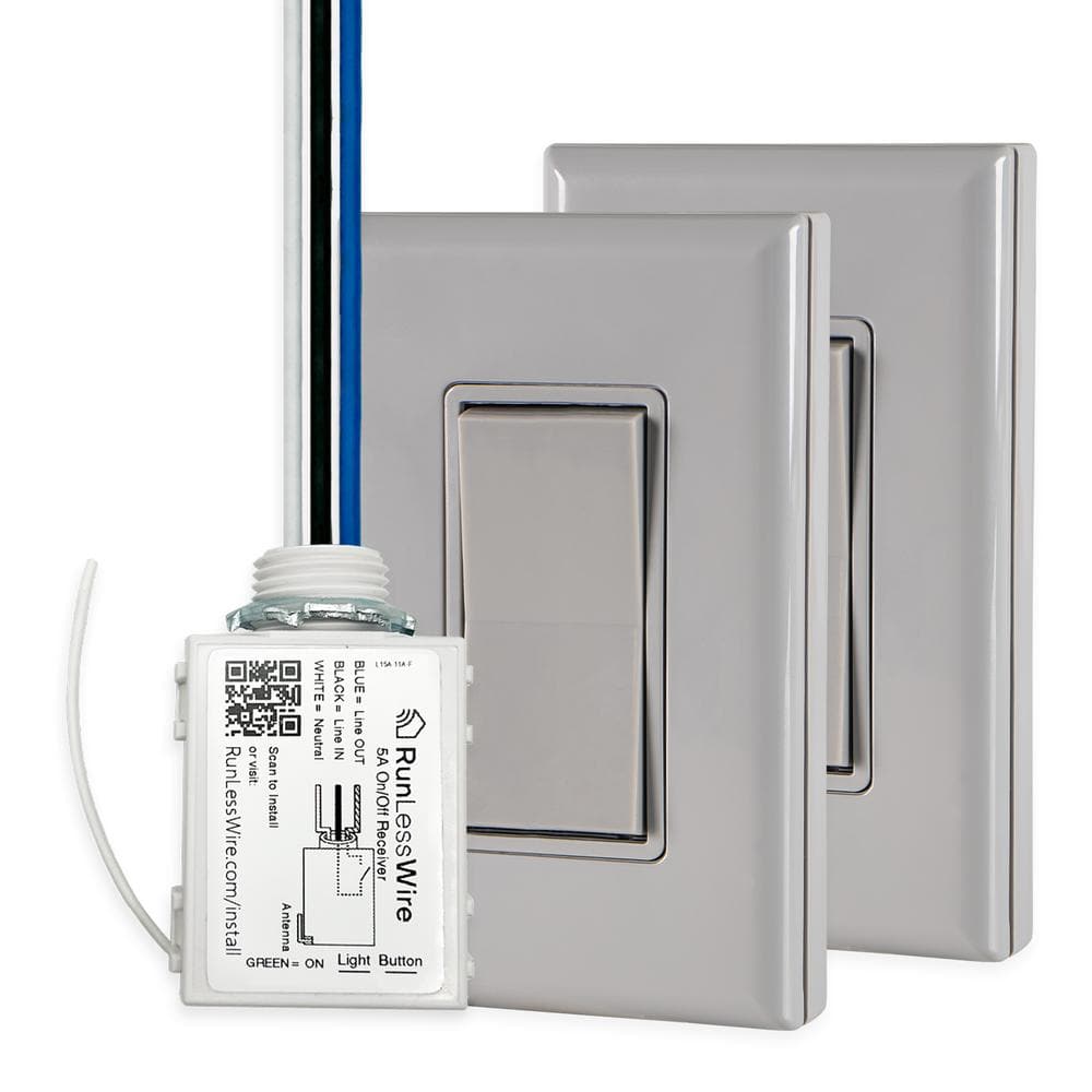 3-Way Battery-Free Wireless Light Switch Kit, 2-Remote Switches Control 1 On/Off 5amp Receiver - Gray price history on PriceWatchPro