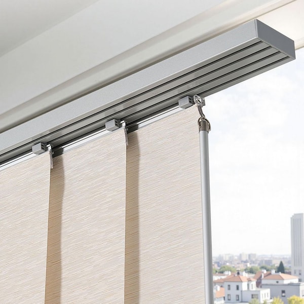 Panel Track Blinds, Extendable Track from 45.8 in. to 86 in. W, Trimmable Panel Up to 96 in. H, Light Brown, 2025 Update