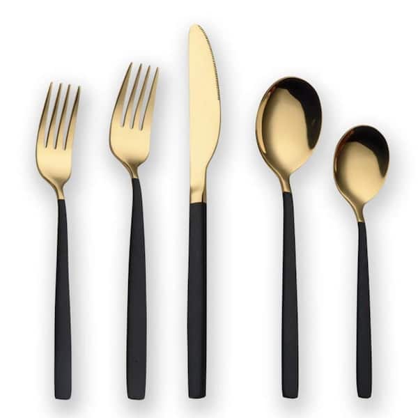 20-Piece Modern Black Stainless Steel Flatware Set(Service for 4)