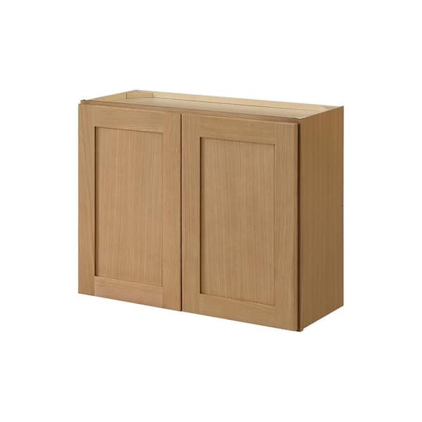 Avondale 30 in. W x 12 in. D x 24 in. H Ready to Assemble Plywood Shaker Wall Bridge Kitchen Cabinet in White Oak