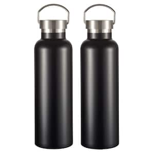 James 24 oz. 2-Piece Matte Black Insulated Water Bottle