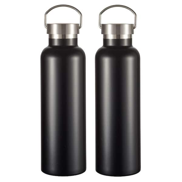 Visol James 24 oz. 2-Piece Matte Black Insulated Water Bottle