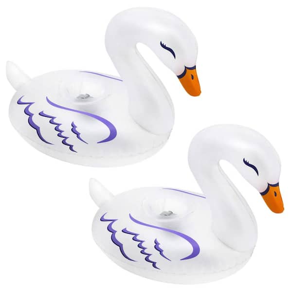 BANZAI White Party Swans LED Inflatable Pool Lanterns (2-Pack)