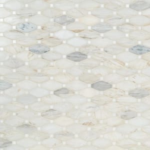 Angora Elongated Octagon 11.81 in. x 13.4 in. Polished Marble Look Floor and Wall Tile (10.1 sq. ft./Case)