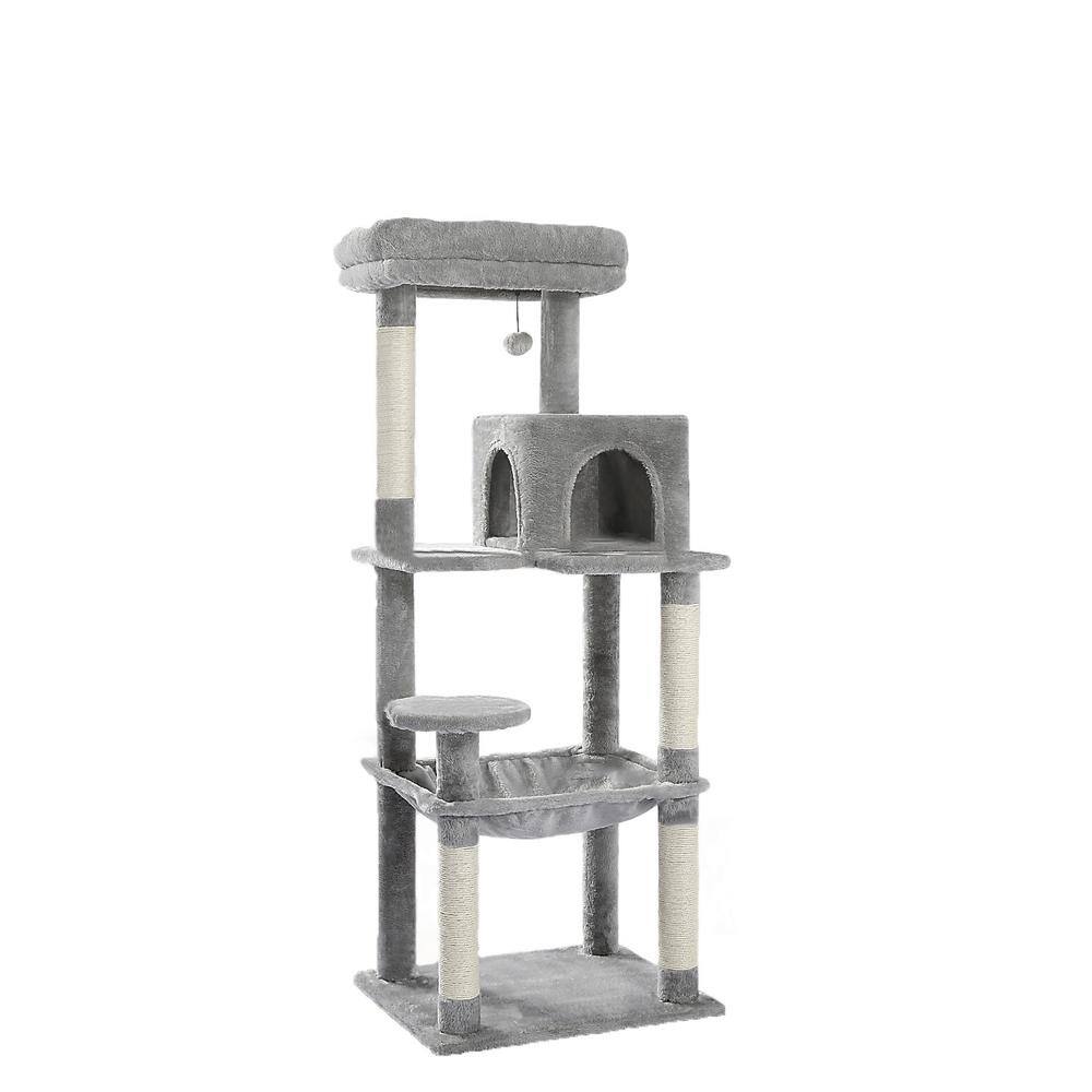 Medium to Large 56.3 in. Plush Sisal Scratcher with 2 Door Condo House Cat Tree in Grey price history on PriceWatchPro