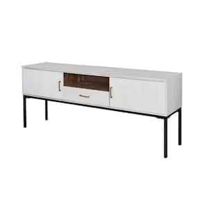 White, Gold and Black TV Stand Fits TVs up to 67 to 72 with Metal Legs