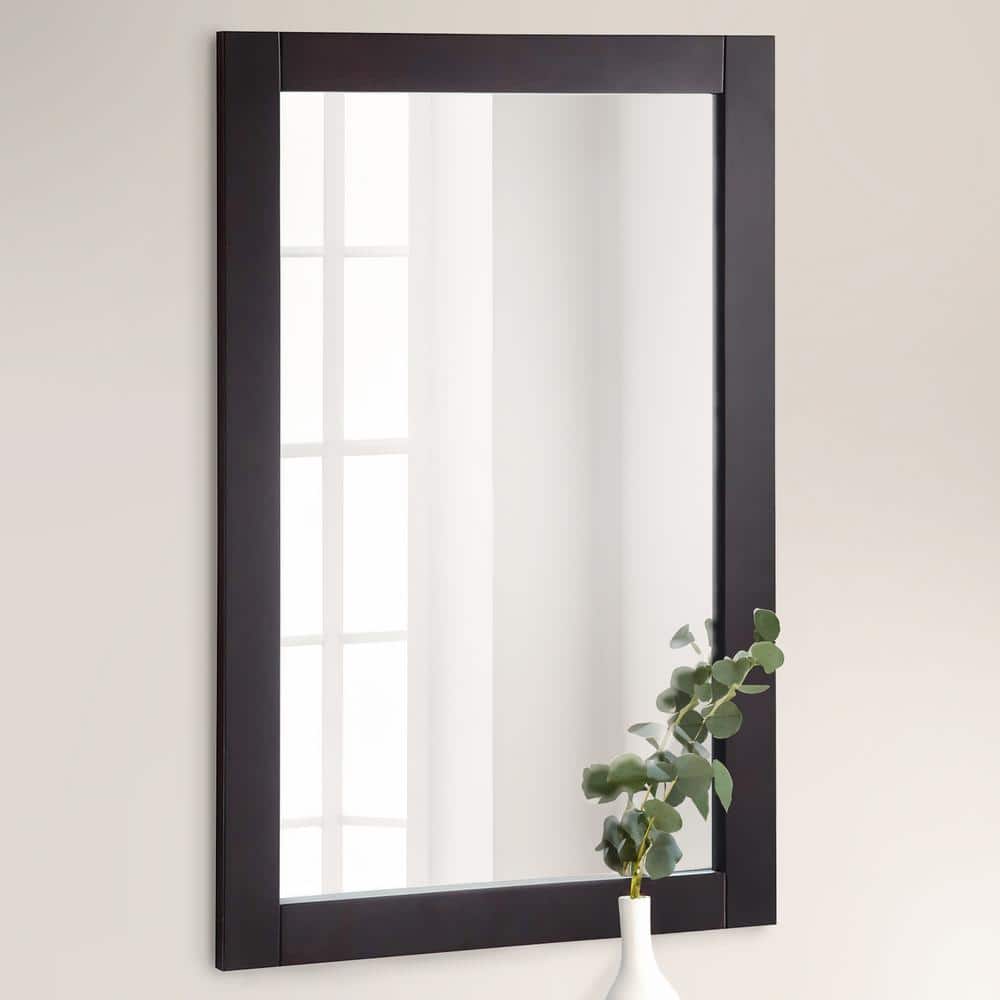 Shorewood Espresso Wood Framed Rectangular Wall Mirror 30x20