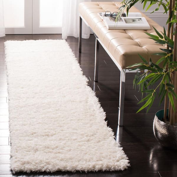 Madrid Shag 2 ft. x 10 ft. Ivory Solid Color Runner Rug