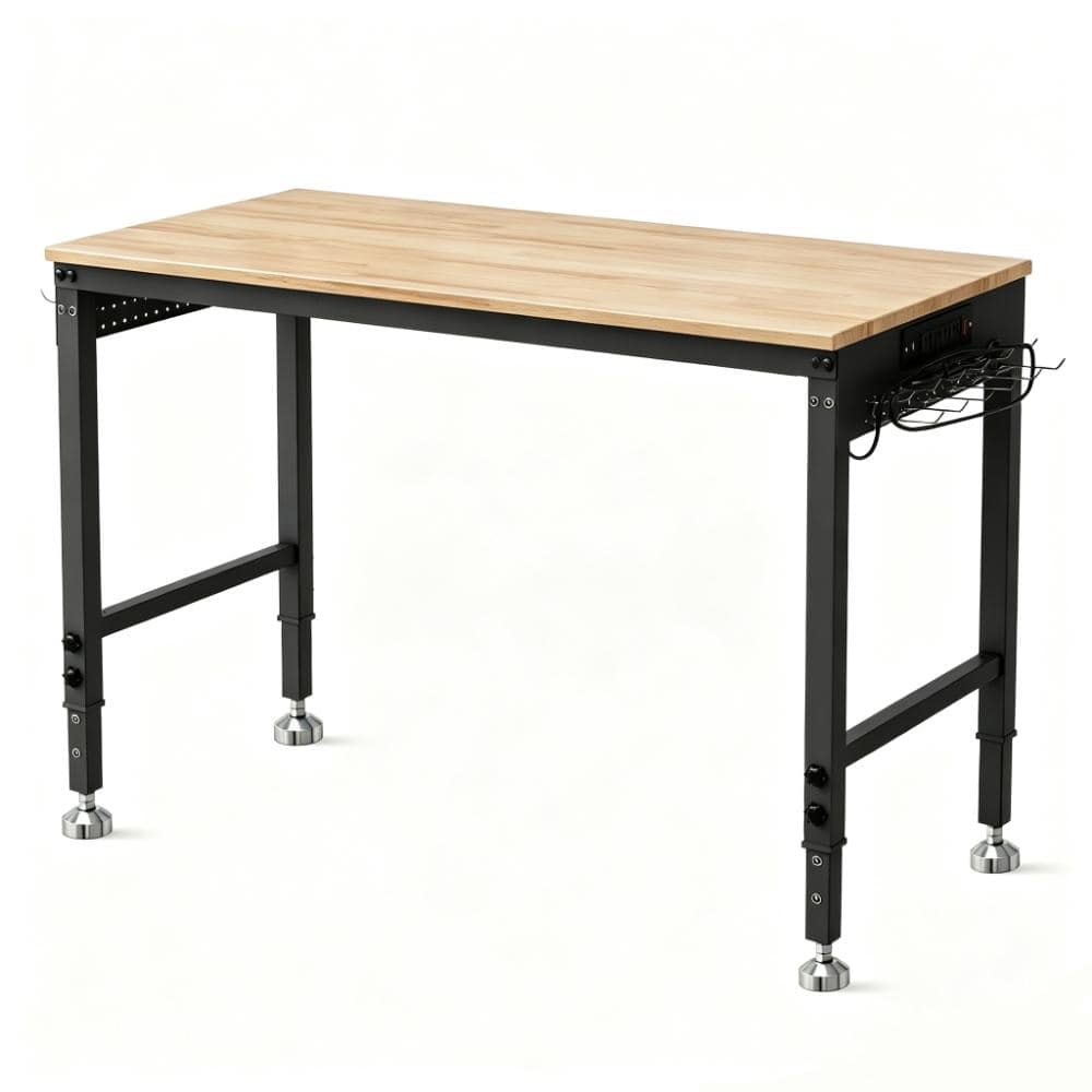 "48"" x 24"" Height Adjustable Workbench, 2000Lbs Capacity, with 4 Leveling Feet, ETL Power Outlets, Pegboard & Hooks" price history on PriceWatchPro