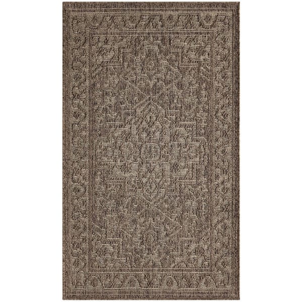 Tulum Brown 2 ft. x 3 ft. Center medallion Contemporary Area Rug