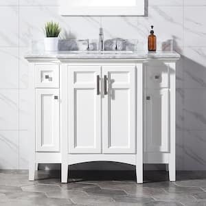 Sassy 42 in. W x 22 in. D x 34 in. H Single Sink Bath Vanity in White with Carrara Marble Top