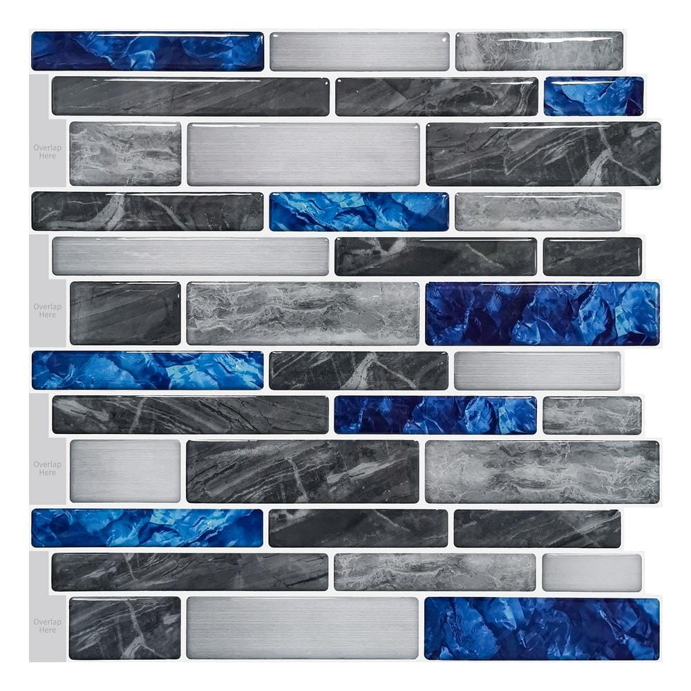 Miscasa 10-Sheet Peel and Stick Backsplash Tile, Blue Marble Stone Self  Adhesive Removable Tiles for