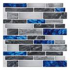 12 in. x 12 in. Peel and Stick Backsplash Tile for Kitchen Self-Adhesive Blue Marble Wall Tile (10-sheets)