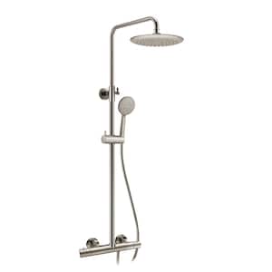 Downpour 5-Spray Patterns with 9.5 in. Wall Mount Rainfall Dual Shower Head in Brushed Nickel