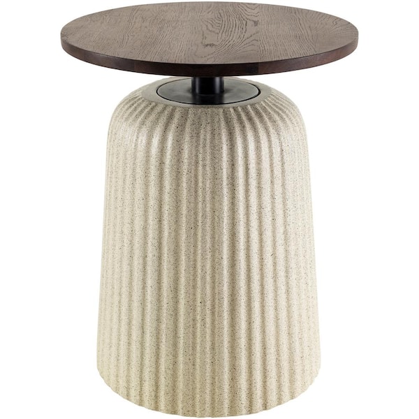 Livabliss Fidel Modern End Table, Beige/Brown, 22 in. H x 18 in. W x 18 in. D