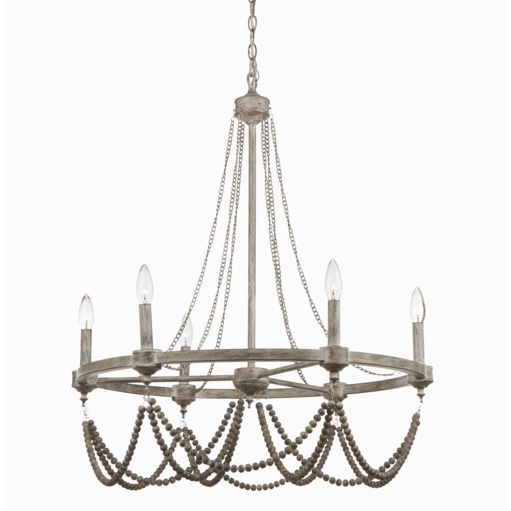 Biella 6 Light Wood Finish Traditional Farmhouse Chandelier price history on PriceWatchPro