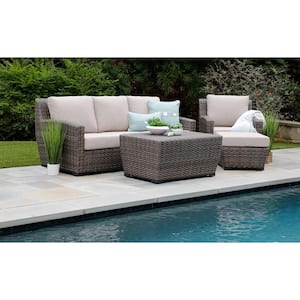Linden 4-Piece Resin Wicker Patio Deep Seating Set with Sunbrella Cast Ash Cushions
