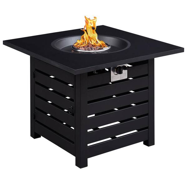 Black Ceramic Table Top, Stainless Steel Portable Propane Fire Pit