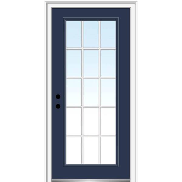 MMI Door 36 in. x 80 in. Grilles Between Glass Right-Hand Inswing Full Lite Clear Painted Steel Prehung Front Door