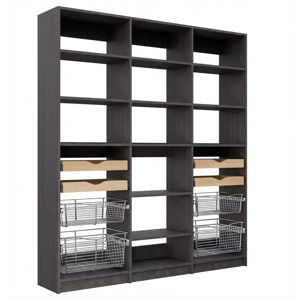 Alto Collection 67.5 in. W Grey Wall Mounted-Shelf Tower and 2 Shelf Towers w Pull Outs Wood Closet System price history on PriceWatchPro