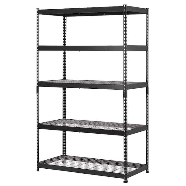 5-Tier Heavy Duty Steel Garage Storage Shelving Unit in Black (48 in. W x 78 in. H x 24 in. D)
