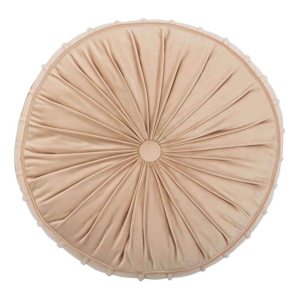 Champagne Velvet 18" Round Tufted Floor Pillow