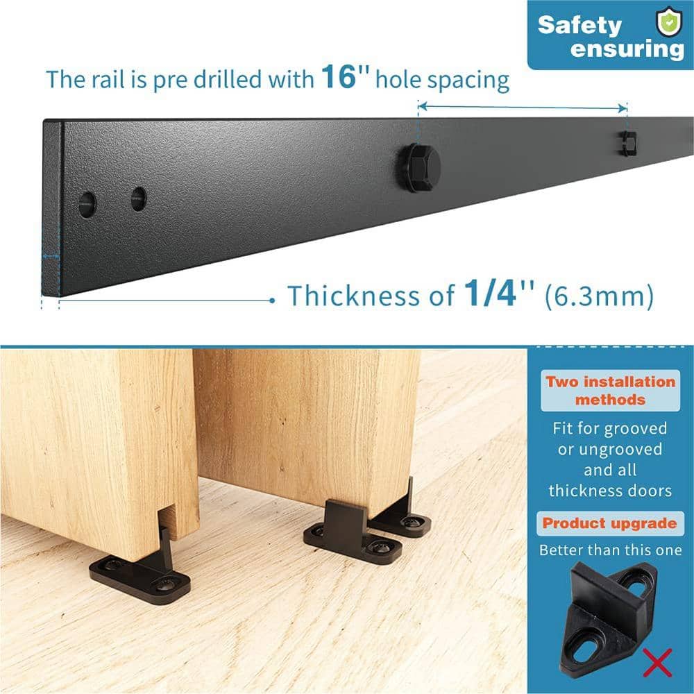 Matte Black Single Bypass Barn Door Hardware Kit