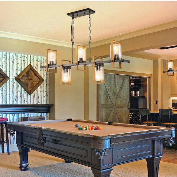 Magic Home Retro 5-light Wood Frame Farmhouse Metal