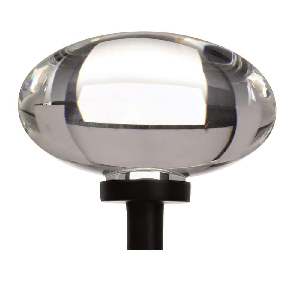 Clear Glass and Black Bronze Oval Cabinet Knob, 1-3/4 Inches