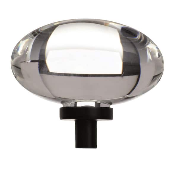 Glacio 1-3/4 in. (44mm) Modern Clear/Black Bronze Oval Cabinet Knob