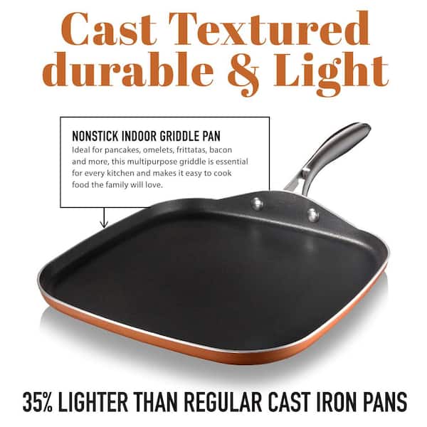 11-Inch Copper Ceramic Nonstick Griddle Pan