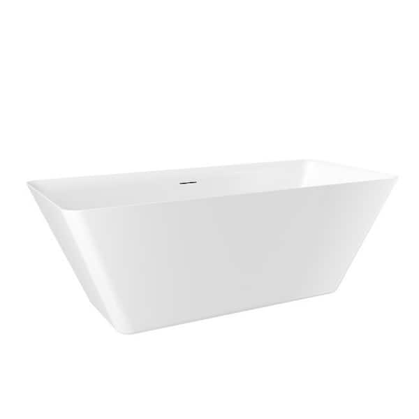 66 in. x 30 in. Acrylic Freestanding Soaking Bathtub in Glossy White