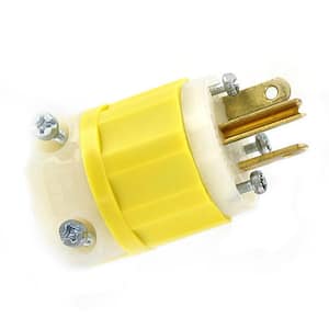 20 Amp 250-Volt Straight Blade Grounding Plug, Yellow/White