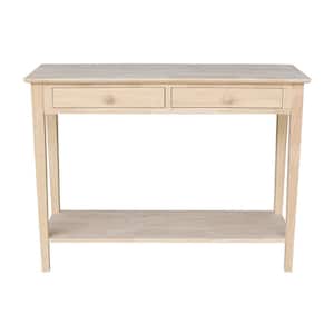 Spencer 48 in. Unfinished Standard Rectangle Wood Console Table with Drawers