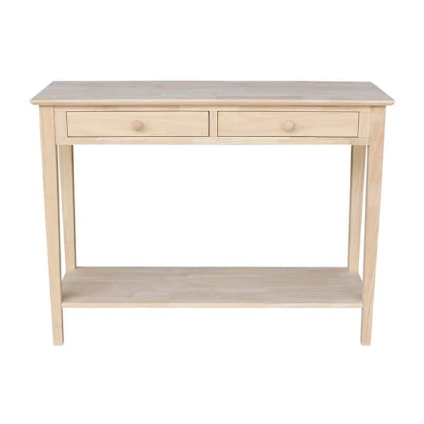 International Concepts Spencer 48 in. Unfinished Standard Rectangle Wood Console Table with Drawers
