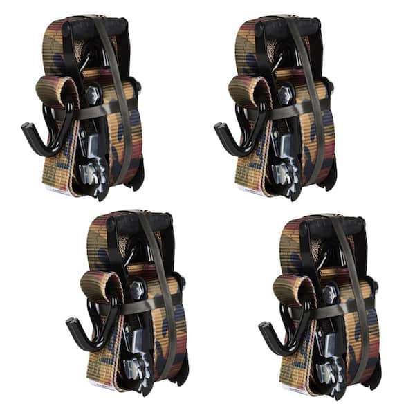 KEEPER 47370 16' Ratchet Tie Down Straps – 2" Hi-Test Webbing, 3,333 Lbs Working Load, Woodland Camo