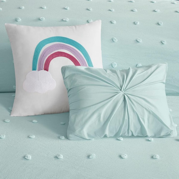Mia Queen Bed Pillow Cover Set in Happy Aqua